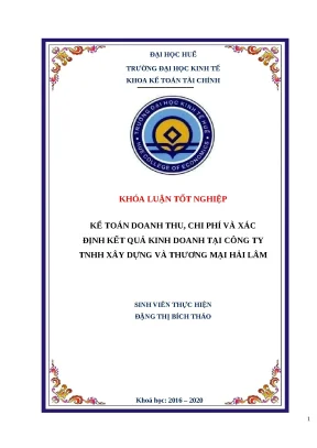 Khóa luận kế toán doanh thu chi phí và KQKD tại Cty Hải Lâm