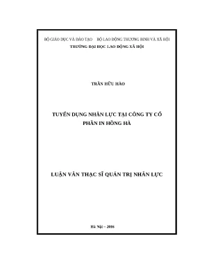 Tuyển Dụng Nhân Lực Tại Công Ty Cổ Phần In Hồng Hà: Phân
