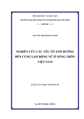 Nghiên cứu ảnh hưởng đến cung lao động nữ ở nông thôn