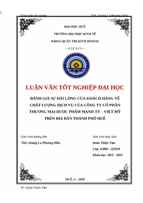 Đánh Giá Sự Hài Lòng Khách Hàng Về Dịch Vụ Dược Phẩm Tại Huế