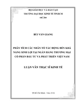 Phân Tích Nhân Tố Tác Động Đến Khả Năng Sinh Lợi Tại