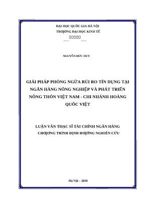 Giải pháp phòng ngừa rủi ro tín dụng tại Agribank Hoàng