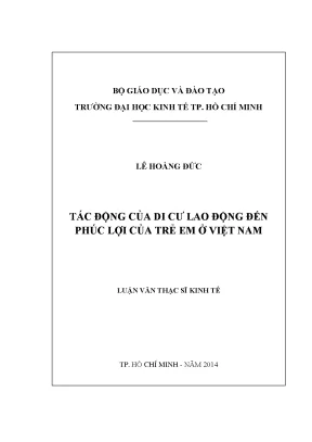 Tác động của di cư lao động đến phúc lợi trẻ em tại Việt Nam