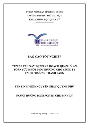 Kế hoạch quản lý an toàn sức khỏe môi trường cho Công ty