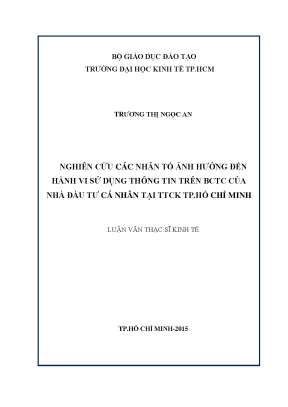 Nghiên Cứu Tác Động Của Các Nhân Tố Đến Hành Vi Sử Dụng