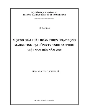 Giải pháp hoàn thiện marketing tại Sapporo Việt Nam đến 2020
