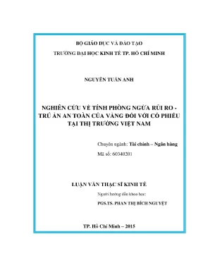 Luận văn: Vàng phòng ngừa rủi ro cho cổ phiếu Việt Nam