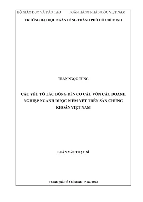 Yếu Tố Ảnh Hưởng Đến Cơ Cấu Vốn Doanh Nghiệp Ngành Dược