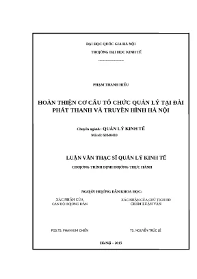 Hoàn thiện cơ cấu tổ chức quản lý Đài PT-TH Hà Nội