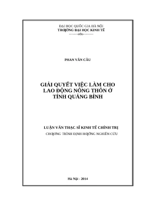 Giải Quyết Việc Làm Cho Người Lao Động Nông Thôn Tại