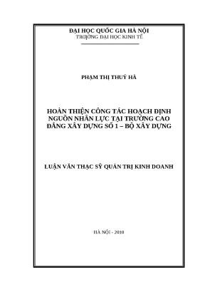 Hoàn thiện hoạch định nguồn nhân lực tại Trường Cao đẳng