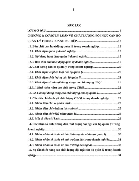 Nâng cao chất lượng đội ngũ cán bộ quản lý tại Công ty