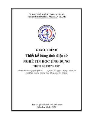 Giáo Trình Thiết Kế Bảng Tính Điện Tử Cho Nghề Tin Học 