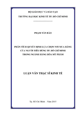 Luận văn: Lựa chọn nơi mua mỹ phẩm của người tiêu dùng TPHCM