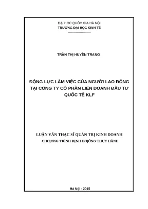 Nghiên cứu động lực làm việc tại công ty KLF
