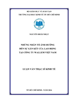 Những Nhân Tố Ảnh Hưởng Đến Sự Gắn Kết Lao Động Tại Công