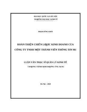 Hoàn thiện chiến lược kinh doanh cho Công ty TNHH Một
