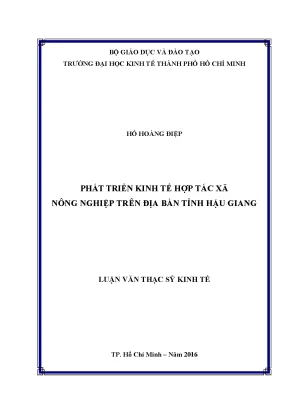 Phát Triển Kinh Tế Hợp Tác Xã Nông Nghiệp Tại Hậu Giang