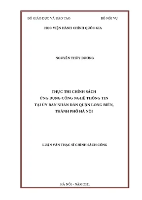Thực thi chính sách CNTT tại quận Long Biên (Luận văn)