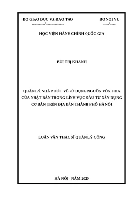 Quản lý nguồn vốn ODA Nhật Bản trong đầu tư xây dựng tại