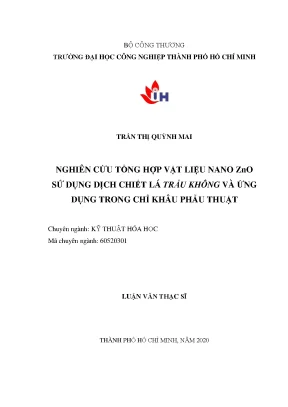 Nghiên cứu vật liệu nano ZnO từ dịch chiết lá trầu không