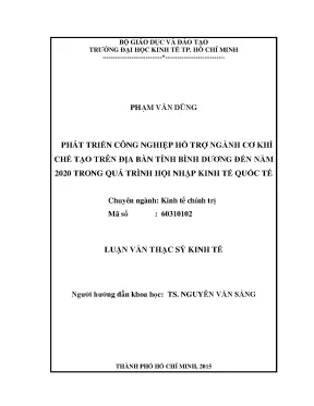 Phát triển công nghiệp hỗ trợ cơ khí chế tạo Bình Dương