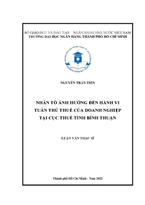 Nhân Tố Ảnh Hưởng Đến Hành Vi Tuân Thủ Thuế Của Doanh