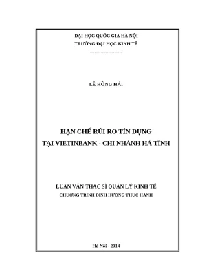 Luận văn: Hạn chế rủi ro tín dụng tại Vietinbank Hà Tĩnh