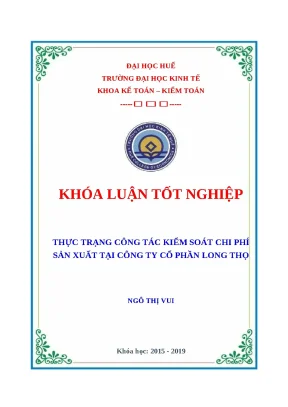 Khóa luận: Kiểm soát chi phí sản xuất tại CTCP Long Thọ