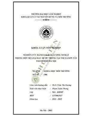 Nghiên Cứu Hàm Lượng Nitrat Trong Rau Tại Sơn Tây
