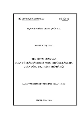 Quản lý ngân sách nhà nước tại UBND phường Láng Hạ, Đống