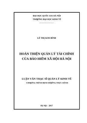 Hoàn thiện quản lý tài chính bảo hiểm xã hội tại Hà Nội