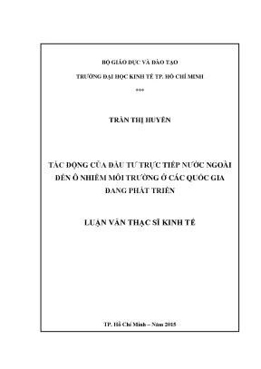 Tác động của Đầu Tư Trực Tiếp Nước Ngoài đến Ô Nhiễm Môi
