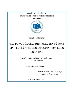 Tác động của giao dịch M&A đến tỷ suất sinh lợi bất