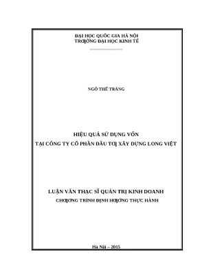 Nâng cao hiệu quả sử dụng vốn tại Công ty Cổ phần Đầu tư