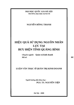 Luận văn hiệu quả sử dụng nhân lực Bưu điện Quảng Bình