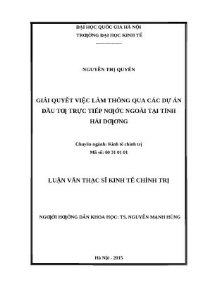 Giải Quyết Việc Làm Qua Đầu Tư Nước Ngoài Tại Hải Dương