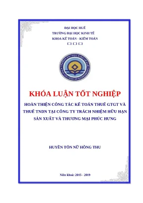 Hoàn thiện công tác kế toán thuế GTGT và TNDN tại Công