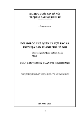 Đổi mới quản lý hợp tác xã tại Hà Nội: Giải pháp và