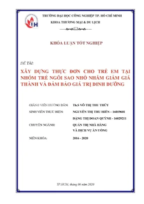 Thực Đơn Dinh Dưỡng Cho Trẻ Em Tại Nhóm Ngôi Sao Nhỏ