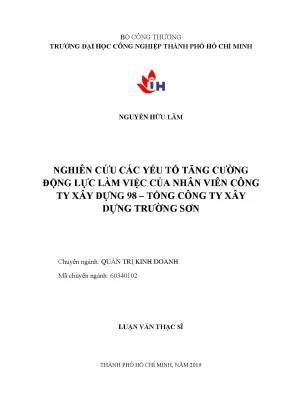 Yếu Tố Tăng Cường Động Lực Làm Việc Tại Công Ty Xây Dựng 98
