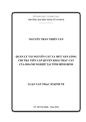 Luận văn thạc sĩ ueh quản lý tài nguyên cát và mức sẵn lòng chi trả tiền cấp quyền khai thác cát của doanh nghiệp tại tỉnh bình định