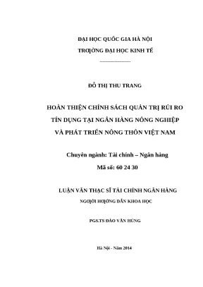 Hoàn thiện chính sách quản trị rủi ro tín dụng tại
