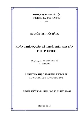 Hoàn thiện quản lý thuế tại tỉnh Phú Thọ: Giải pháp và