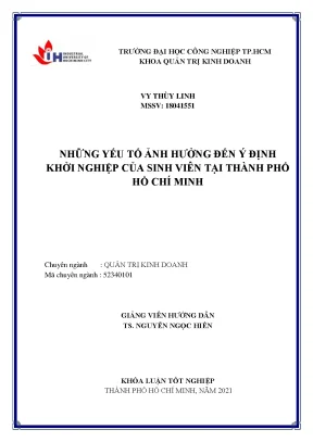 Yếu Tố Ảnh Hưởng Đến Ý Định Khởi Nghiệp Của Sinh Viên