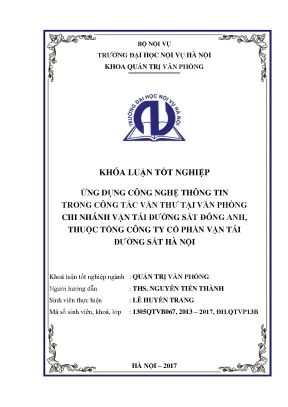 Khóa luận: Ứng dụng CNTT trong công tác văn thư hiệu quả