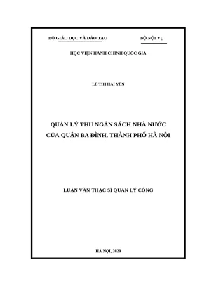 Quản lý thu ngân sách nhà nước quận Ba Đình: Thực trạng