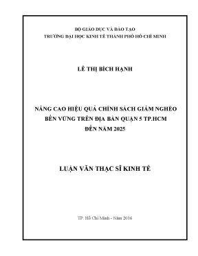 Luận văn thạc sĩ: Giảm nghèo bền vững tại Quận 5 TPHCM