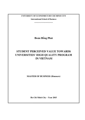 Giá trị cảm nhận của sinh viên đối với chương trình chất 