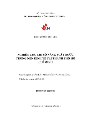 Chỉ Số Năng Suất Nước Trong Kinh Tế TP Hồ Chí Minh: